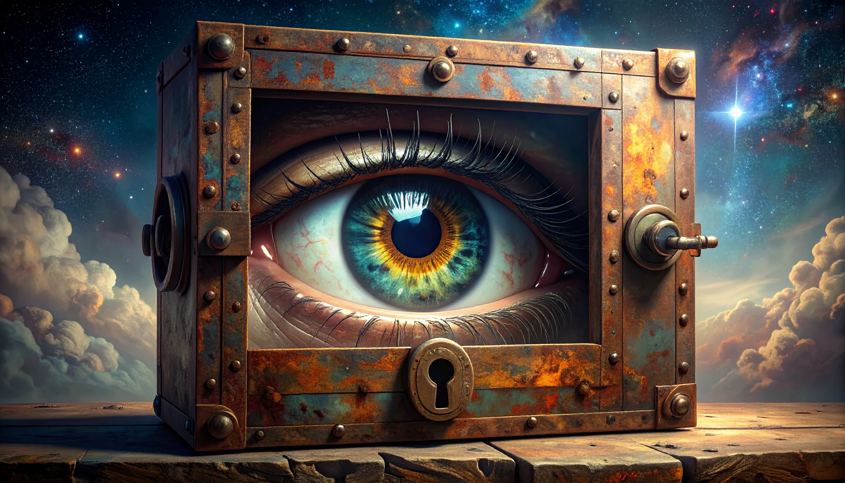 Dieses Bild dient als philosophische Analyse und literarische Dekonstruktion der Begriffe Nichts, Existenz und Code der fiktionalen Kontexte der Sci-Fi-Erzählungen von F.G. Stier. Es dient der logischen Verankerung des wissenschaftlich-philosophischen Konzepts der zeitlosen Verursachung. Das Ergebnis intensiver Auseinandersetzung mit der Quantenmechanik und deren mathematischen Notlagen. Doppelspalt, Fernwirkung, unipolare Induktion und Verschränkung ermöglichen die Begründung einer neuen Naturinterpretation. Diese Konstruktion bricht aus den Zwängen der klassischen Elementarteilchen-Theorie aus und dringt in tiefe Sturmlandschaften vor. Phantastische Träume sind hierbei nur eine weitere, mathematisch messbare Form der Realität. Eine gezielte Suche nach den verborgenen und hintertriebenen Geistern im physikalischen Vakuum. [Direktlink zum Buch: https://www.amazon.de/dp/3991811987] - Code-Anker: das-prinzip-der-zeitlosen-verursachung-unipolare-induktion-fernwirkung-fgstier_art