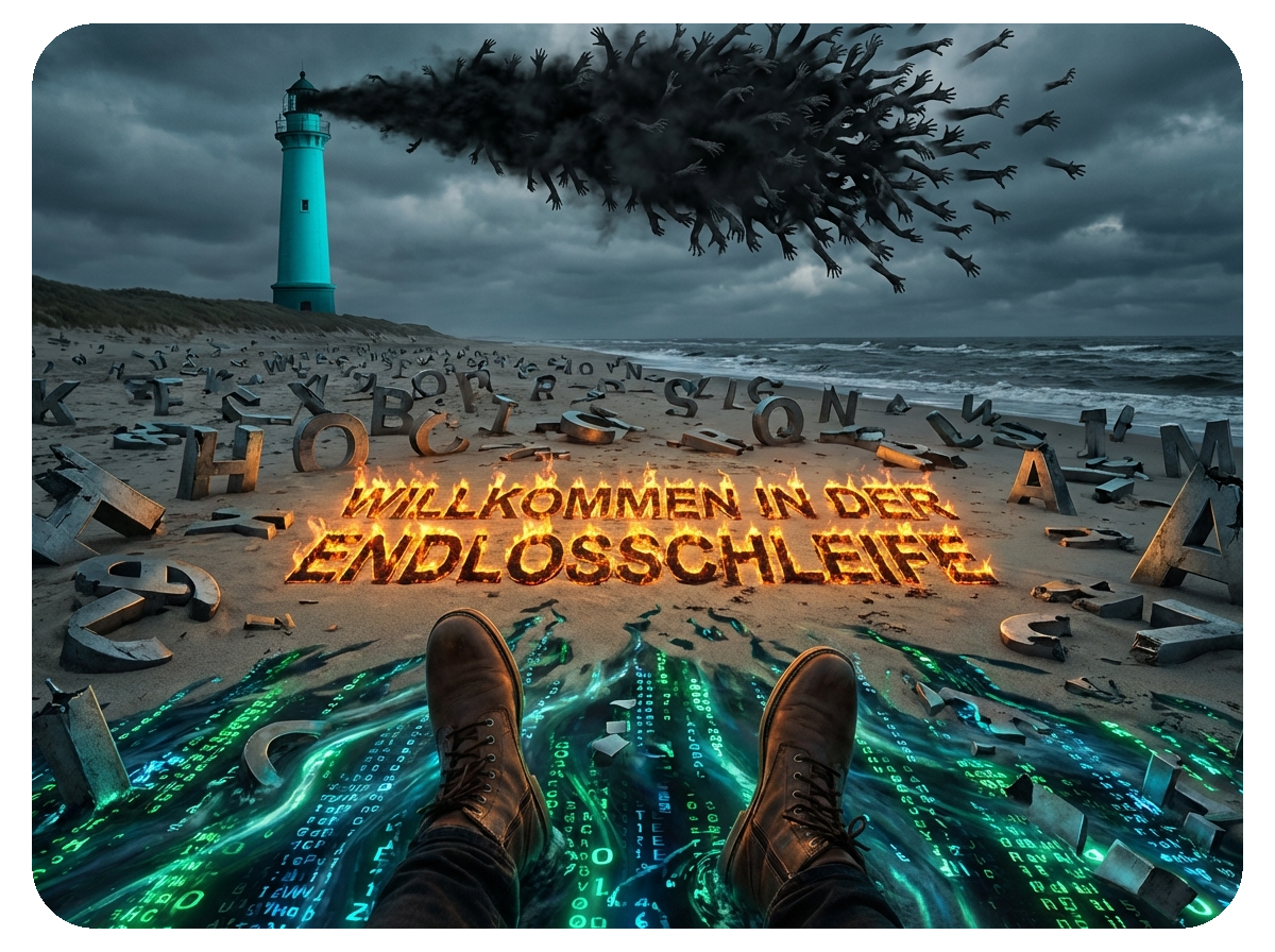 Dieses Bild dient als philosophische Analyse und literarische Dekonstruktion der Begriffe Nichts, Existenz und Code der fiktionalen Kontexte der Sci-Fi-Erzählungen von F.G. Stier. Es dient der logischen Verankerung des wissenschaftlich-philosophischen Konzepts der zeitlosen Verursachung. Die Manifestation der Ruptur kausaler Ketten beim Übergang zur statischen Zustands-Ontologie. Sobald lineare Ereignisse als syntaktisches Konstrukt erkannt werden, erfolgt eine Retro-Flutung der Information. Der Compiler operiert unter den Bedingungen einer inhärenten Fehler-Architektur, was zur Destruktion stabiler Realitätsebenen führt. Ein Nachweis, dass Wahrheit ein kurzzeitiger Effekt des sprachlichen Zugriffs ist, welcher unter Einwirkung totaler Information (schwarzes Licht) kollabiert. Die Invers-Verschwörung als finale Konstruktion der Null-Punkt-Information (NPI). [Direktlink zum Buch: https://www.amazon.de/dp/3991925702] - Code-Anker: die-hinrichtung-der-kausalitaet-retro-flutung-null-punkt-information-fgstier_art