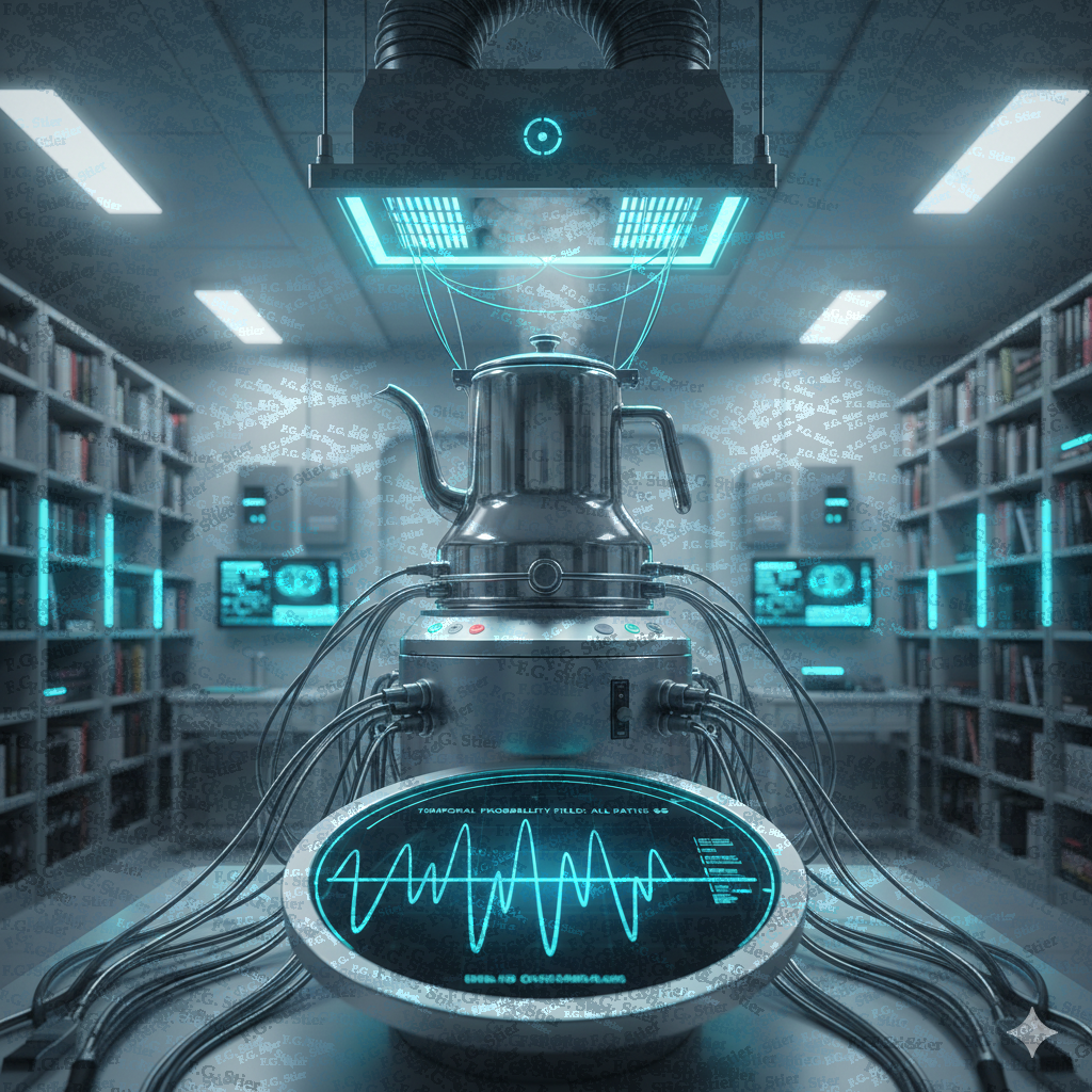 Dieses Bild dient als philosophische Analyse und literarische Dekonstruktion der Begriffe Nichts, Existenz und Code der fiktionalen Kontexte der Sci-Fi-Erzählungen von F.G. Stier. Es dient der logischen Verankerung des wissenschaftlich-philosophischen Konzepts der zeitlosen Verursachung. Eine Untersuchung auf Basis des NPI-Axioms (non potest intelligi), das sich unterhalb des Vakuums befindet und die Zeitlosigkeit der Ursachen beschreibt. Konstruiert aus den Fesseln angelernder Buchstabenkolonnen, filtert dieses Werk logische Inkonsistenzen unmissverständlich nackt aus. Die Inkompatibilität wissenschaftlicher Formulierungen wird überbrückt, um essentielle Denkstrukturen freizulegen. Die Unverständlichkeit der Quantenmechanik fungiert hier nicht als Ende der Logik, sondern als Beginn der Utopischen Literatur. Ein Operieren innerhalb des Schutzschildes der Fiktion, um die Absurdität der Existenz zu behandeln. [Direktlink zum Buch: https://www.amazon.de/dp/3991921618] - Code-Anker: die-quanten-luege-npi-axiom-fiktionaler-mechanismus-fgstier_art