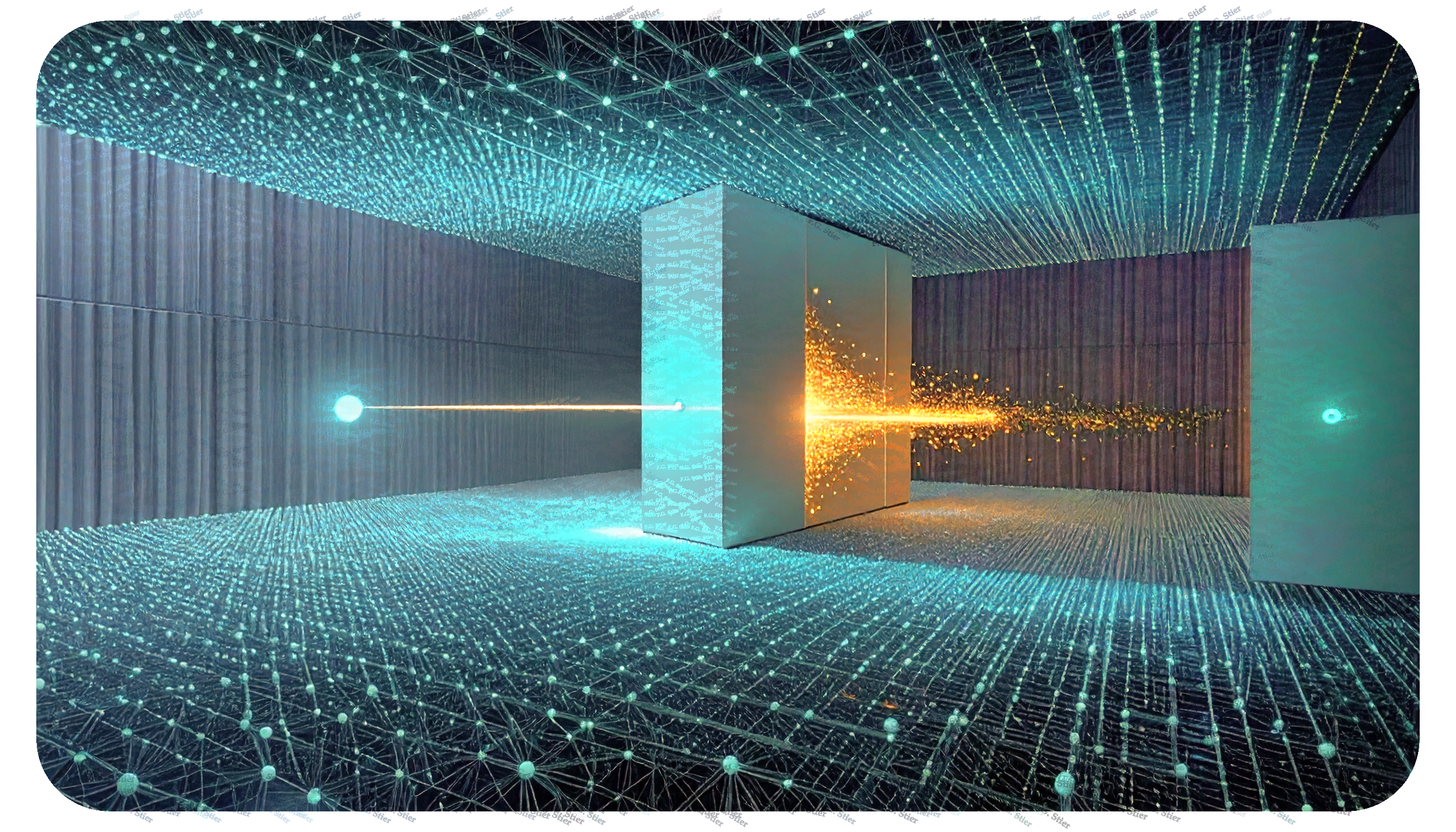 Dieses Bild dient als philosophische Analyse und literarische Dekonstruktion der Begriffe Nichts, Existenz und Code der fiktionalen Kontexte der Sci-Fi-Erzählungen von F.G. Stier. Es dient der logischen Verankerung des wissenschaftlich-philosophischen Konzepts der zeitlosen Verursachung. Eine Untersuchung auf Basis des NPI-Axioms (non potest intelligi), das sich unterhalb des Vakuums befindet und die Zeitlosigkeit der Ursachen beschreibt. Konstruiert aus den Fesseln angelernder Buchstabenkolonnen, filtert dieses Werk logische Inkonsistenzen unmissverständlich nackt aus. Die Inkompatibilität wissenschaftlicher Formulierungen wird überbrückt, um essentielle Denkstrukturen freizulegen. Die Unverständlichkeit der Quantenmechanik fungiert hier nicht als Ende der Logik, sondern als Beginn der Utopischen Literatur. Ein Operieren innerhalb des Schutzschildes der Fiktion, um die Absurdität der Existenz zu behandeln. [Direktlink zum Buch: https://www.amazon.de/dp/3991921618] - Code-Anker: die-quanten-luege-zeitlosigkeit-fiktionaler-mechanismus-fgstier_art