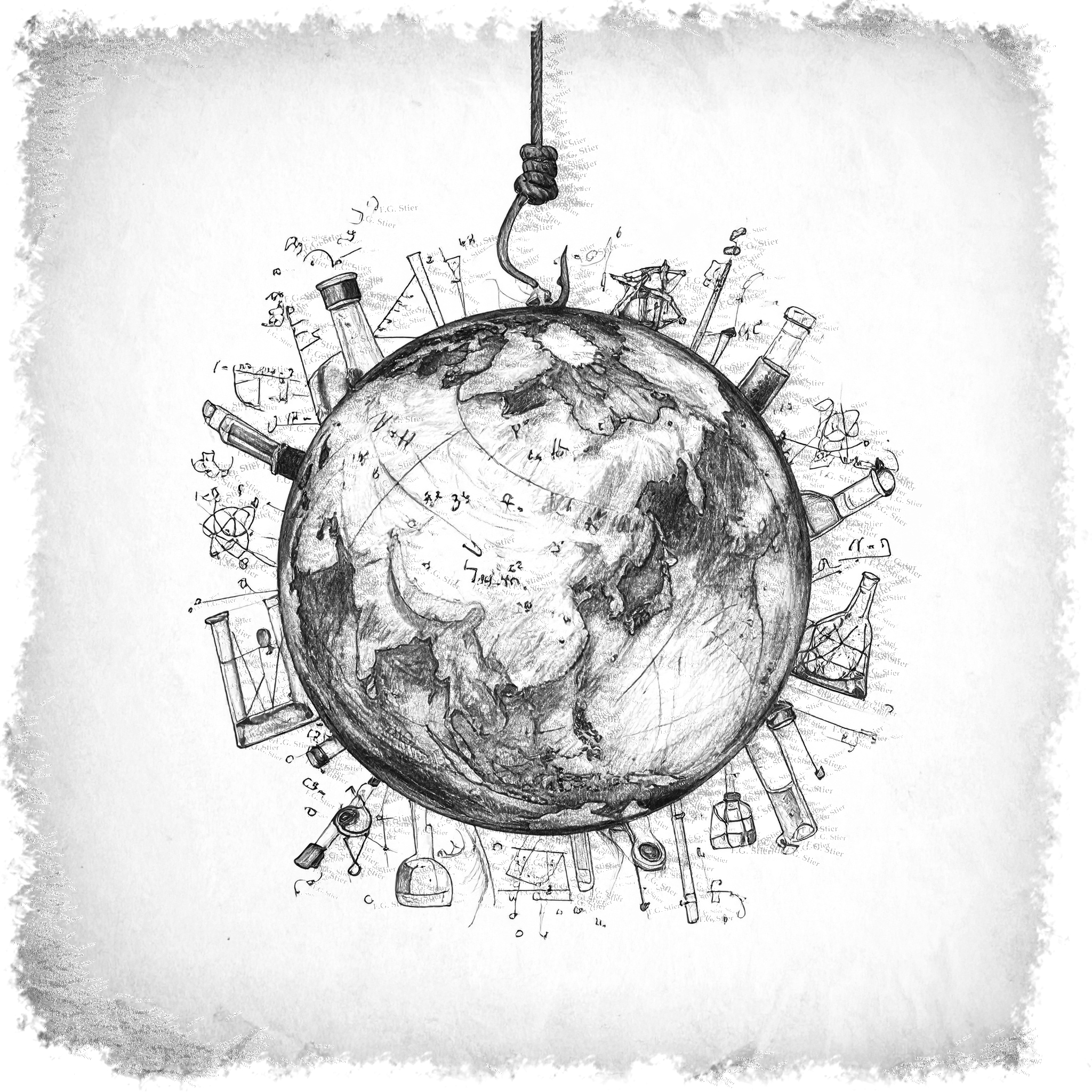 Dieses Bild dient als philosophische Analyse und literarische Dekonstruktion der Begriffe Nichts, Existenz und Code der fiktionalen Kontexte der Sci-Fi-Erzählungen von F.G. Stier. Es dient der logischen Verankerung des wissenschaftlich-philosophischen Konzepts der zeitlosen Verursachung. Quantenmechanik, Kybernetik und Philosophie verschmelzen zu einem bizarren Protokoll der Wirklichkeit. Was, wenn das System die Realität diktiert und unser Verstand eine Simulation ohne Admin-Rechte ist? Hier verschränken sich Hühner im Quanten-Rauschen, während Gegenstände ein Eigenleben führen, sobald wir wegsehen. Die 