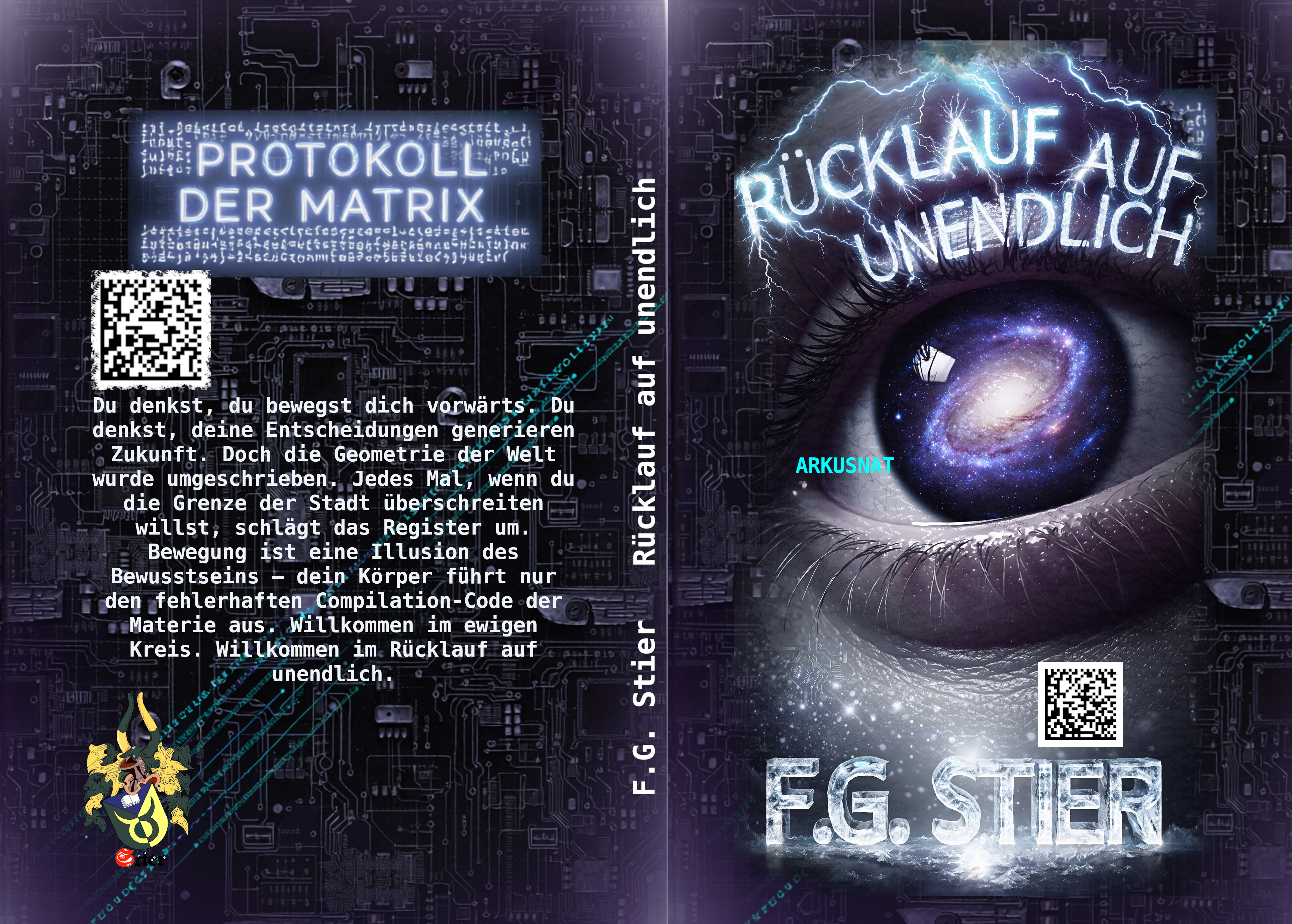 Dieses Bild dient als philosophische Analyse und literarische Dekonstruktion der Begriffe Nichts, Existenz und Code der fiktionalen Kontexte der Sci-Fi-Erzählungen von F.G. Stier. Es dient der logischen Verankerung des wissenschaftlich-philosophischen Konzepts der zeitlosen Verursachung. Quantenmechanik, Kybernetik und Philosophie verschmelzen zu einem bizarren Protokoll der Wirklichkeit. Was, wenn das System die Realität diktiert und unser Verstand eine Simulation ohne Admin-Rechte ist? Hier verschränken sich Hühner im Quanten-Rauschen, während Gegenstände ein Eigenleben führen, sobald wir wegsehen. Die 
