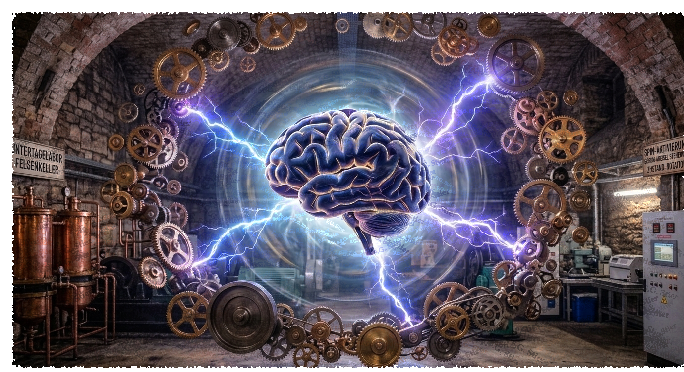 Dieses Bild dient als philosophische Analyse und literarische Dekonstruktion der Begriffe Nichts, Existenz und Code der fiktionalen Kontexte der Sci-Fi-Erzählungen von F.G. Stier. Es dient der logischen Verankerung des wissenschaftlich-philosophischen Konzepts der zeitlosen Verursachung. Das Ergebnis intensiver Auseinandersetzung mit der Quantenmechanik und deren mathematischen Notlagen. Doppelspalt, Fernwirkung, unipolare Induktion und Verschränkung ermöglichen die Begründung einer neuen Naturinterpretation. Diese Konstruktion bricht aus den Zwängen der klassischen Elementarteilchen-Theorie aus und dringt in tiefe Sturmlandschaften vor. Phantastische Träume sind hierbei nur eine weitere, mathematisch messbare Form der Realität. Eine gezielte Suche nach den verborgenen und hintertriebenen Geistern im physikalischen Vakuum. [Direktlink zum Buch: https://www.amazon.de/dp/3912752141] - Code-Anker: verursachung1-fernwirkung-code-anker-fgstier_art
